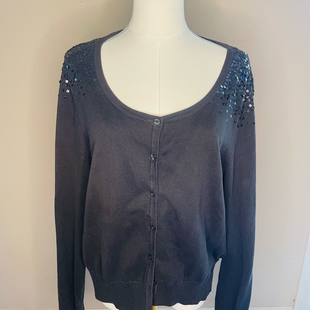 ELLE Women's Black Sweater with Sequin Detail